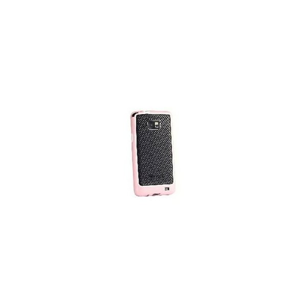 CUSTODIA GEL TPU SILICONE BUMPER per SAMSUNG I9100 Galaxy S2, I9105 Galaxy S2 Plus COLORE ROSA-BIANCO