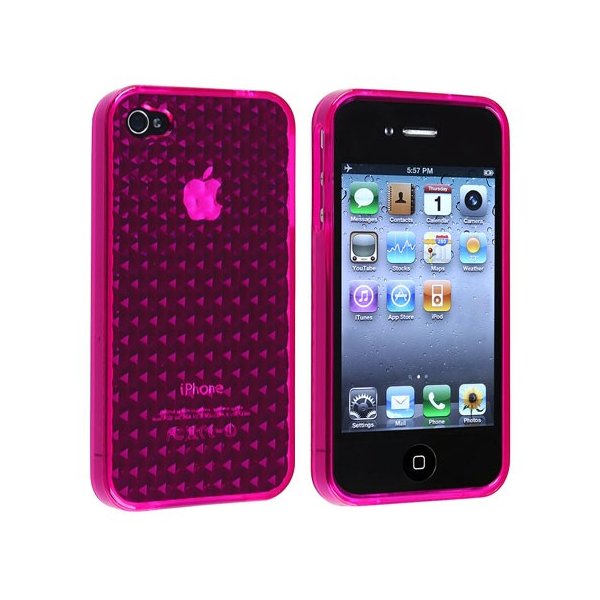 CUSTODIA GEL TPU SILICONE SEMI-RIGIDA per APPLE IPHONE 4, 4s COLORE ROSA