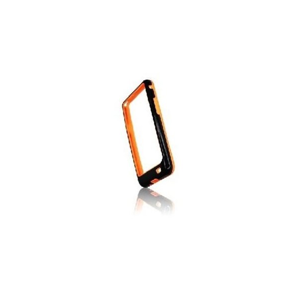 CUSTODIA GEL TPU SILICONE BUMPER per SAMSUNG I9100 Galaxy S2, I9105 Galaxy S2 Plus COLORE NERO-ARANCIONE