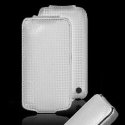 CUSTODIA VERTICALE FLIP PELLE CARBON per APPLE IPHONE 4, 4s COLORE SILVER