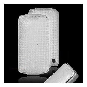 CUSTODIA VERTICALE FLIP PELLE CARBON per APPLE IPHONE 4, 4s COLORE SILVER