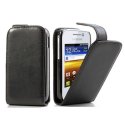 CUSTODIA VERTICALE FLIP PELLE SAMSUNG S5360 GALAXY Y, S5369 GALAXY Y COLORE NERO