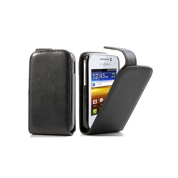 CUSTODIA VERTICALE FLIP PELLE SAMSUNG S5360 GALAXY Y, S5369 GALAXY Y COLORE NERO