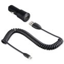 CARICATORE AUTO 1000mAh CON 1 PORTA USB + CAVO MICRO USB A SPIRALE COLORE NERO CC-C200 ORIGINALE HTC BULK