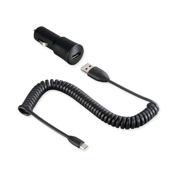 CARICATORE AUTO 1000mAh CON 1 PORTA USB + CAVO MICRO USB A SPIRALE COLORE NERO CC-C200 ORIGINALE HTC BULK