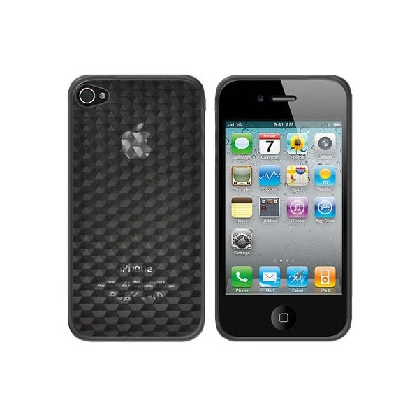 CUSTODIA GEL TPU SILICONE SEMI-RIGIDA per APPLE IPHONE 4, 4s COLORE NERO