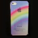 CUSTODIA per APPLE IPHONE 4, IPHONE 4S - BACK RIGIDA TRASPARENTE CON FANTASIA ARCOBALENO