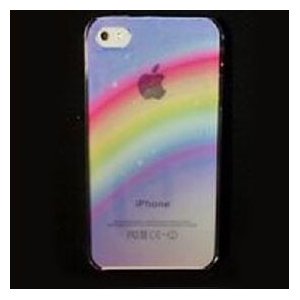 CUSTODIA per APPLE IPHONE 4, IPHONE 4S - BACK RIGIDA TRASPARENTE CON FANTASIA ARCOBALENO