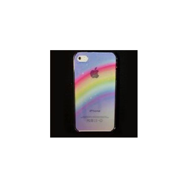 CUSTODIA per APPLE IPHONE 4, IPHONE 4S - BACK RIGIDA TRASPARENTE CON FANTASIA ARCOBALENO