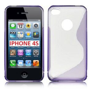 CUSTODIA GEL TPU SILICONE DOUBLE per iPHONE 4, 4s COLORE VIOLA-TRASPARENTE