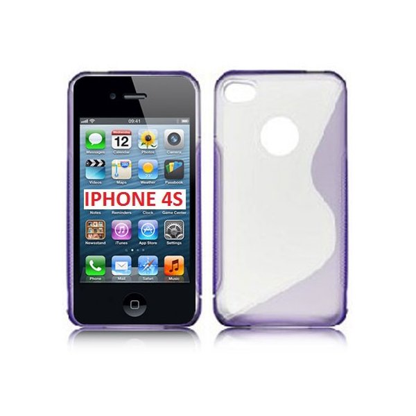 CUSTODIA GEL TPU SILICONE DOUBLE per iPHONE 4, 4s COLORE VIOLA-TRASPARENTE