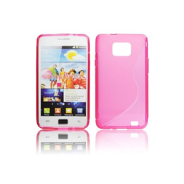 CUSTODIA GEL TPU SILICONE DOUBLE per SAMSUNG I9100 Galaxy S II, I9105 Galaxy S II Plus COLORE ROSA-TRASPARENTE