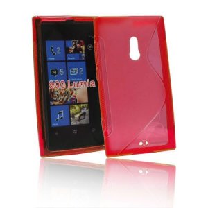 CUSTODIA GEL TPU SILICONE DOUBLE per NOKIA LUMIA 800 COLORE ROSSO