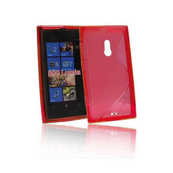 CUSTODIA GEL TPU SILICONE DOUBLE per NOKIA LUMIA 800 COLORE ROSSO