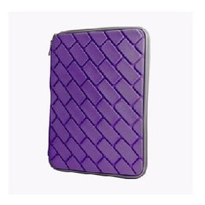 CUSTODIA UNIVERSALE IN TESSUTO IMBOTTITA CON ZIP per TABLET FINO A 10.1" POLLICI COLORE VIOLA EFFETTO MATTONCINI