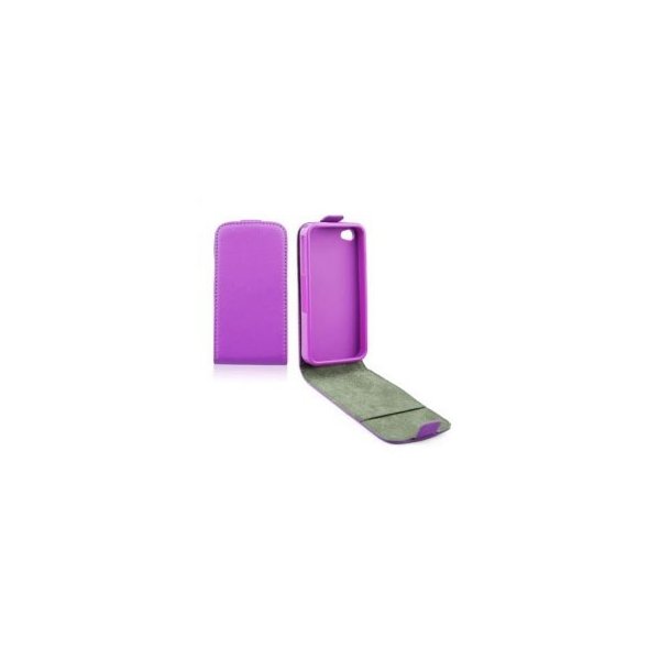 CUSTODIA VERTICALE SLIM FLIP PELLE per APPLE IPHONE 4, 4s COLORE VIOLA