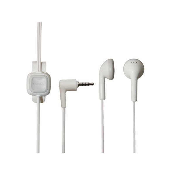 AURICOLARE STEREO con CONNETTORE JACK 2,5mm - TASTO DI CONTROLLO COLORE BIANCO ORIGINALE NOKIA WH-101 BULK