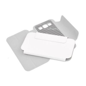 CUSTODIA BOOK SLIM GOMMATA per SAMSUNG I9300 GALAXY S3, I9300i GALAXY S3 NEO CON FISSAGGIO ADESIVO COLORE BIANCO