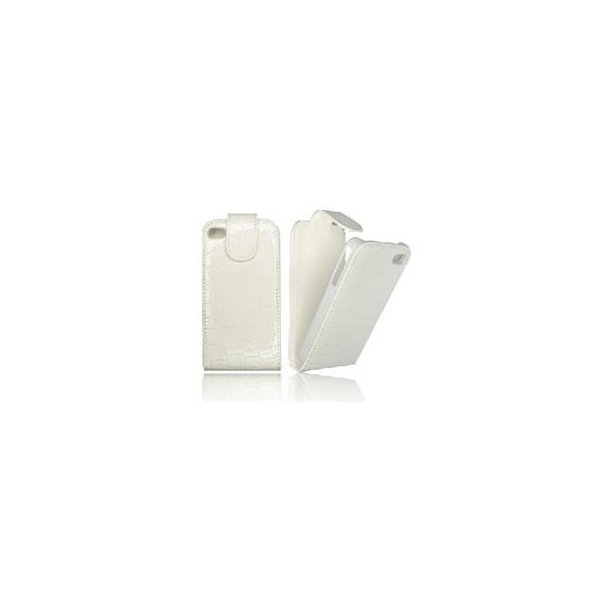 CUSTODIA VERTICALE FLIP PELLE CROCO per SAMSUNG I9300 GALAXY S3, I9305 GALAXY S3 LTE 4G EFFETTO COCCODRILLO COLORE BIANCO