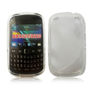 CUSTODIA GEL TPU SILICONE DOUBLE per BLACKBERRY 9320 CURVE, 9220 COLORE BIANCO-TRASPARENTE