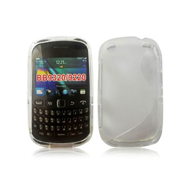 CUSTODIA GEL TPU SILICONE DOUBLE per BLACKBERRY 9320 CURVE, 9220 COLORE BIANCO-TRASPARENTE