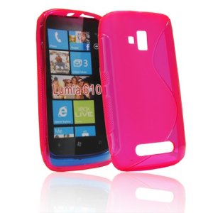 CUSTODIA GEL TPU SILICONE DOUBLE per NOKIA LUMIA 610 COLORE ROSA