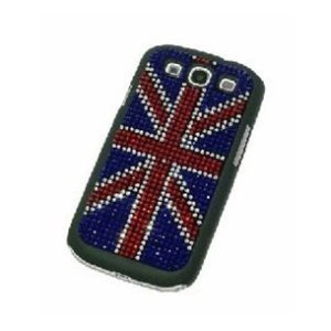 CUSTODIA RIGIDA CON STRASS per SAMSUNG I9300 Galaxy S3, I9300i Galaxy S3 Neo BANDIERA INGHILTERRA