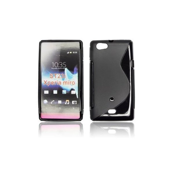 CUSTODIA GEL TPU SILICONE DOUBLE per SONY XPERIA MIRO ST23i COLORE NERO