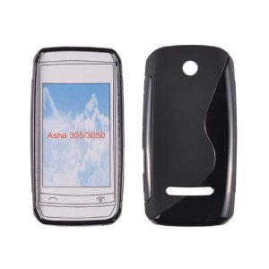 CUSTODIA GEL TPU SILICONE DOUBLE per NOKIA ASHA 305 COLORE NERO