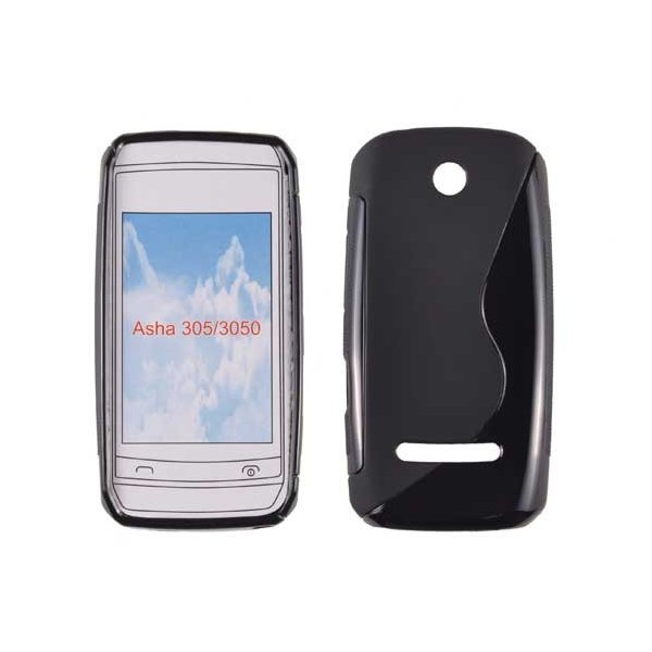 CUSTODIA GEL TPU SILICONE DOUBLE per NOKIA ASHA 305 COLORE NERO