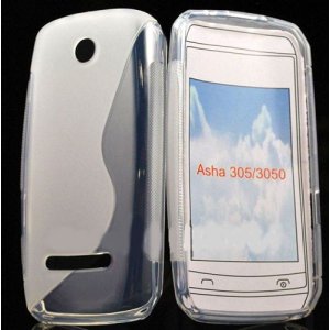 CUSTODIA GEL TPU SILICONE DOUBLE per NOKIA ASHA 305 COLORE BIANCO