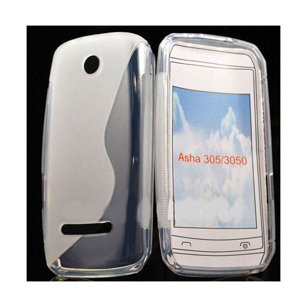 CUSTODIA GEL TPU SILICONE DOUBLE per NOKIA ASHA 305 COLORE BIANCO