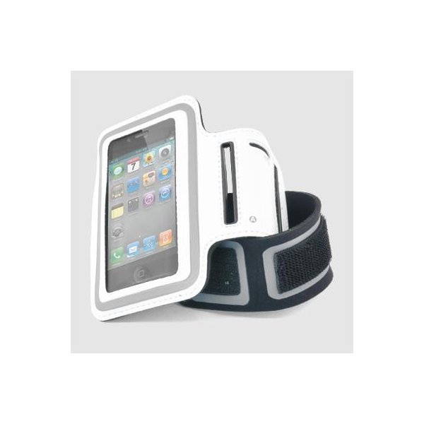 CUSTODIA DA BRACCIO CON PORTA CHIAVI E CHIUSURA A STRAPPO per APPLE IPHONE 3G, 3GS, 4, 4s COLORE BIANCO