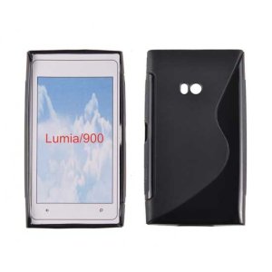 CUSTODIA GEL TPU SILICONE DOUBLE per NOKIA LUMIA 900 COLORE NERO