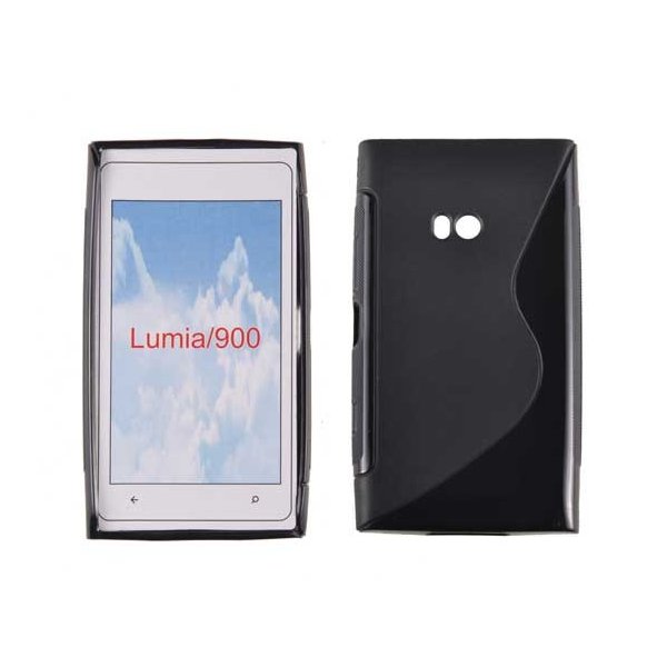 CUSTODIA GEL TPU SILICONE DOUBLE per NOKIA LUMIA 900 COLORE NERO