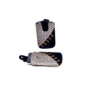 CUSTODIA IN PELLE A SACCHETTO NERA-ARGENTO IPHONE 4, 4S