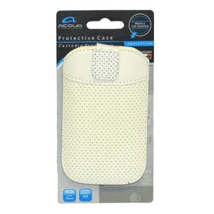 CUSTODIA SACCHETTO IN PELLE per APPLE IPHONE 3G, 3GS, 4, 4S COLORE BIANCO SERIE WEMBLEY MARCHIO ACQUA