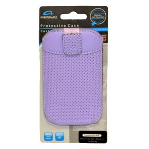 CUSTODIA SACCHETTO IN PELLE per APPLE IPHONE 3G, 3GS, 4, 4S COLORE VIOLA SERIE WEMBLEY MARCHIO ACQUA