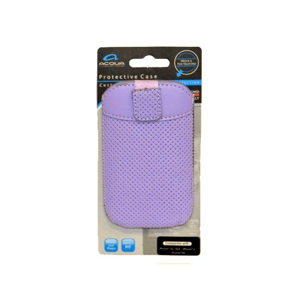 CUSTODIA SACCHETTO IN PELLE per APPLE IPHONE 3G, 3GS, 4, 4S COLORE VIOLA SERIE WEMBLEY MARCHIO ACQUA