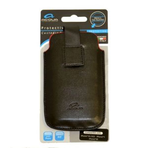 CUSTODIA SACCHETTO IN PELLE per APPLE IPHONE 3G, 3GS, 4, 4S COLORE NERO INTERNO ROSSO SERIE CITY MARCHIO ACQUA