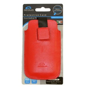 CUSTODIA SACCHETTO IN PELLE per APPLE IPHONE 3G, 3GS, 4, 4S COLORE ROSSO SERIE CITY MARCHIO ACQUA