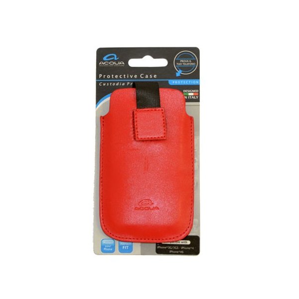 CUSTODIA SACCHETTO IN PELLE per APPLE IPHONE 3G, 3GS, 4, 4S COLORE ROSSO SERIE CITY MARCHIO ACQUA