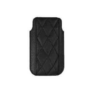 CUSTODIA IN PELLE A SACCHETTO FANTASIA ROMBI IPHONE 4, 4S COLORE NERO