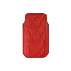 CUSTODIA IN PELLE A SACCHETTO FANTASIA ROMBI IPHONE 4, 4S COLORE ROSSO