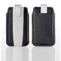 CUSTODIA A SACCHETTO IN PELLE per SAMSUNG N7000 NOTE, I9220 E MODELLI SIMILARI COLORE NERO E BIANCO MODELLO ROGER