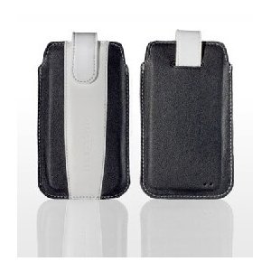 CUSTODIA A SACCHETTO IN PELLE per SAMSUNG N7000 NOTE, I9220 E MODELLI SIMILARI COLORE NERO E BIANCO MODELLO ROGER