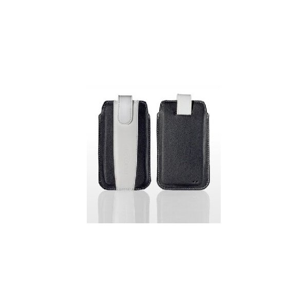 CUSTODIA A SACCHETTO IN PELLE per SAMSUNG N7000 NOTE, I9220 E MODELLI SIMILARI COLORE NERO E BIANCO MODELLO ROGER