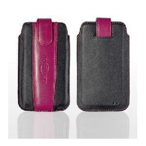 CUSTODIA A SACCHETTO IN PELLE per SAMSUNG N7000 NOTE, I9220 E MODELLI SIMILARI COLORE NERO E ROSA MODELLO ROGER