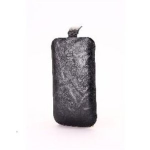 CUSTODIA IN VERA PELLE A SACCHETTO INDIGO CASE MISURA MEDIUM APPLE IPHONE 3GS, IPHONE 4s E MODELLI SIMILARI COLORE NERO