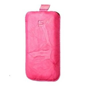 CUSTODIA IN VERA PELLE A SACCHETTO INDIGO CASE MISURA MEDIUM APPLE IPHONE 3GS, IPHONE 4s E MODELLI SIMILARI COLORE ROSA